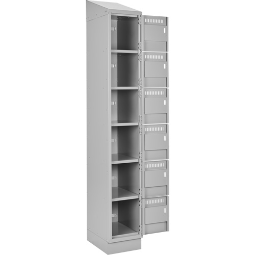 Clean Line Lockerette, 6 -tier, Bank of 4, 48" x 18" x 82", Steel, Grey, Rivet (Assembled) Seaboard Timber Mart