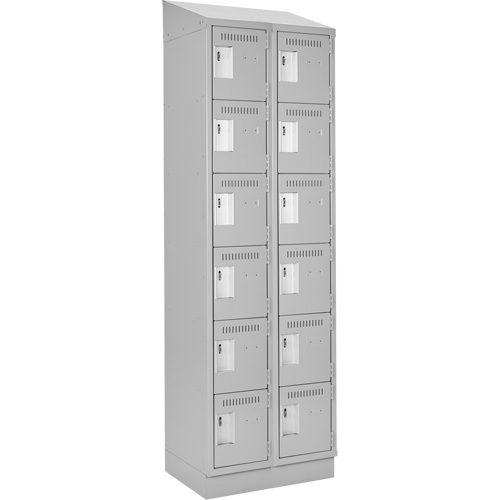 Clean Line Lockerette, 6 -tier, Bank of 2, 24" x 18" x 82", Steel, Grey, Rivet (Assembled) Seaboard Timber Mart