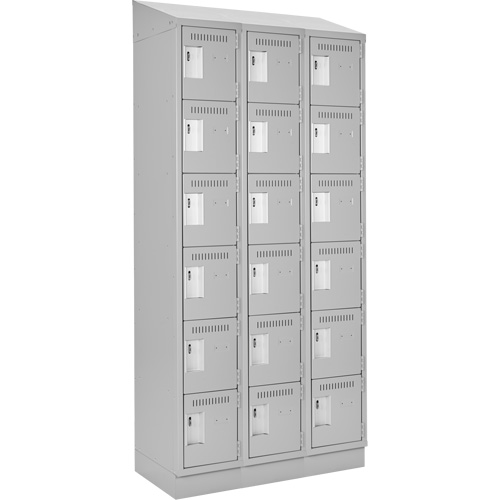 Clean Line Lockerette, 6 -tier, Bank of 3, 36" x 18" x 82", Steel, Grey, Rivet (Assembled) Seaboard Timber Mart