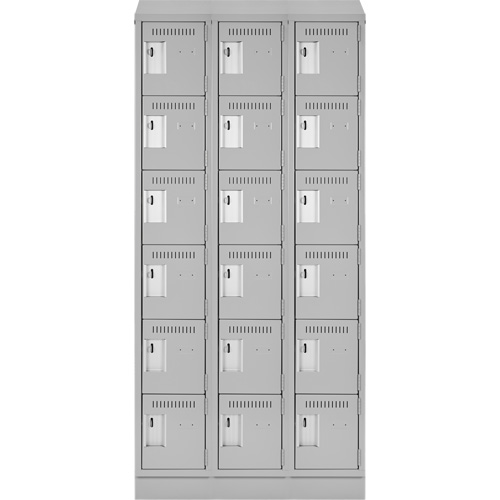 Clean Line Lockerette, 6 -tier, Bank of 3, 36" x 18" x 82", Steel, Grey, Rivet (Assembled) Seaboard Timber Mart