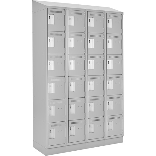 Clean Line Lockerette, 6 -tier, Bank of 4, 48" x 18" x 82", Steel, Grey, Rivet (Assembled) Seaboard Timber Mart