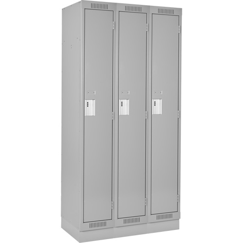 Clean Line Lockers, Bank of 3, 45" x 18" x 76", Steel, Grey, Rivet (Assembled) Seaboard Timber Mart