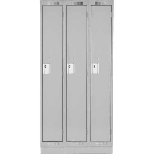 Clean Line Lockers, Bank of 3, 45" x 18" x 76", Steel, Grey, Rivet (Assembled) Seaboard Timber Mart