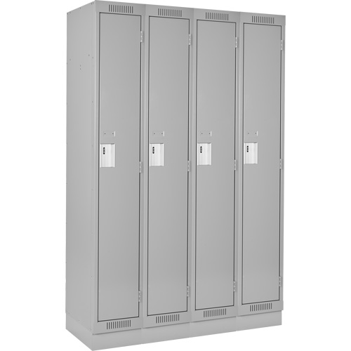 Clean Line Lockers, Bank of 4, 48" x 18" x 76", Steel, Grey, Rivet (Assembled) Seaboard Timber Mart