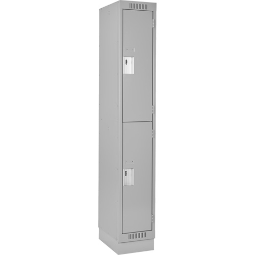Clean Line Lockers, 2 -tier, 12" x 12" x 76", Steel, Grey, Rivet (Assembled) Seaboard Timber Mart