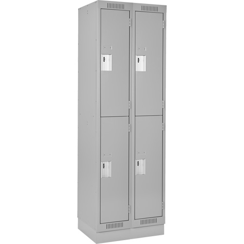 Clean Line Lockers, 2 -tier, Bank of 2, 24" x 12" x 76", Steel, Grey, Rivet (Assembled) Seaboard Timber Mart