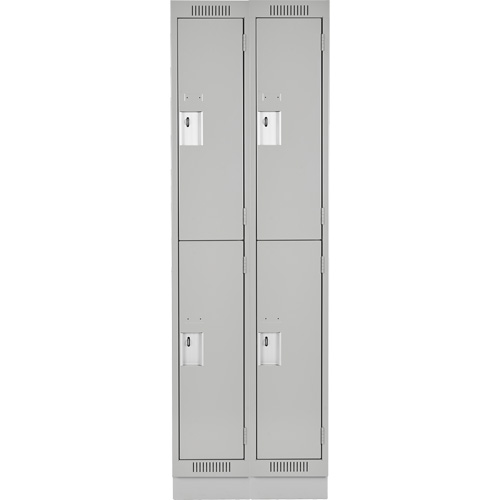 Clean Line Lockers, 2 -tier, Bank of 2, 24" x 12" x 76", Steel, Grey, Rivet (Assembled) Seaboard Timber Mart
