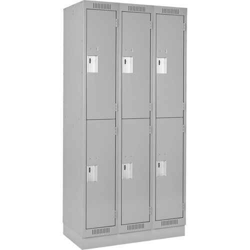 Clean Line Lockers, 2 -tier, Bank of 3, 36" x 12" x 76", Steel, Grey, Rivet (Assembled) Seaboard Timber Mart