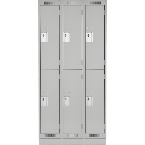Clean Line Lockers, 2 -tier, Bank of 3, 36" x 12" x 76", Steel, Grey, Rivet (Assembled) Seaboard Timber Mart