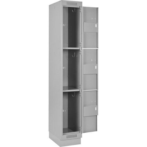 Clean Line Lockers, 3 -tier, 12" x 12" x 76", Steel, Grey, Rivet (Assembled) Seaboard Timber Mart