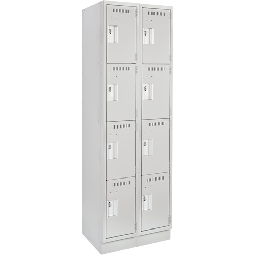 Clean Line Lockers, 4 -tier, Bank of 2, 24" x 12" x 76", Steel, Grey, Rivet (Assembled) Seaboard Timber Mart