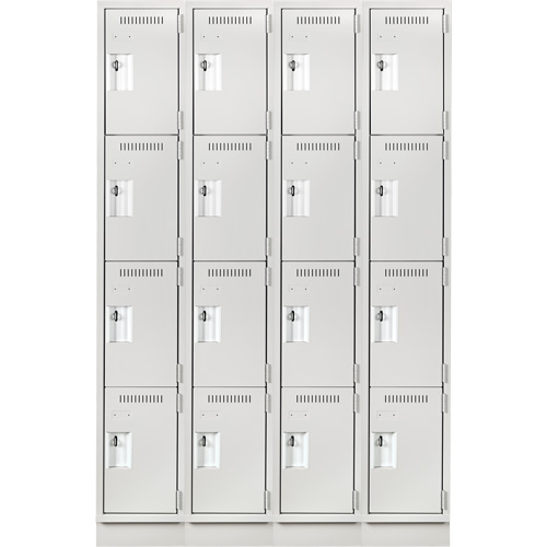 Clean Line Lockers, 4 -tier, Bank of 4, 48" x 12" x 76", Steel, Grey, Rivet (Assembled) Seaboard Timber Mart