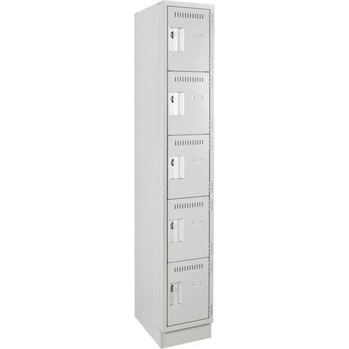 Assembled Clean Line Personal Effects Lockers, 5 -tier, 15" x 76" x 12", Steel Seaboard Timber Mart