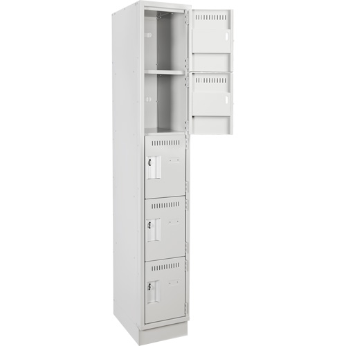 Assembled Clean Line Personal Effects Lockers, 5 -tier, 15" x 76" x 12", Steel Seaboard Timber Mart