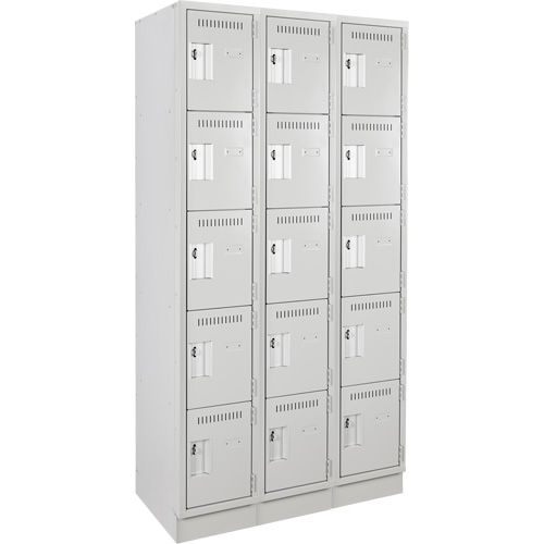 Assembled Clean Line Personal Effects Lockers, 5 -tier, Bank of 3, 15" x 76" x 36", Steel Seaboard Timber Mart