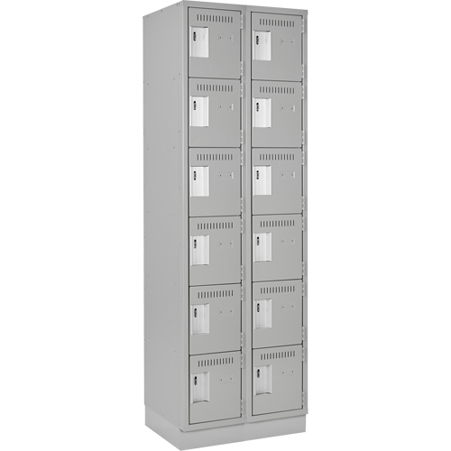 Clean Line Lockerette, 6 -tier, Bank of 2, 24" x 18" x 76", Steel, Grey, Rivet (Assembled) Seaboard Timber Mart