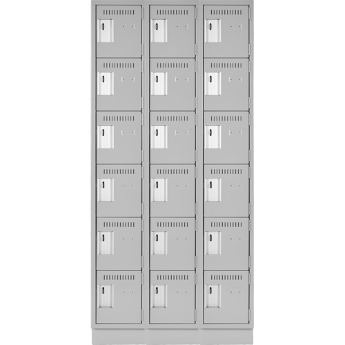 Clean Line Lockerette, 6 -tier, Bank of 3, 36" x 18" x 76", Steel, Grey, Rivet (Assembled) Seaboard Timber Mart