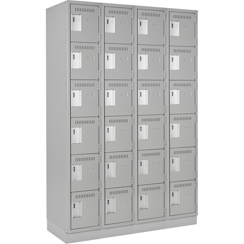 Clean Line Lockerette, 6 -tier, Bank of 4, 48" x 18" x 76", Steel, Grey, Rivet (Assembled) Seaboard Timber Mart