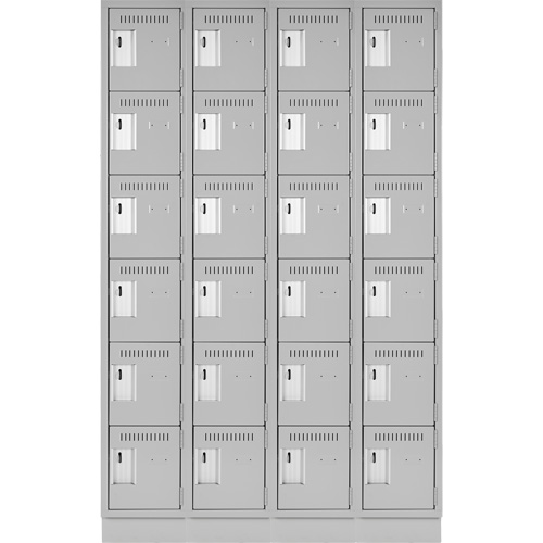 Clean Line Lockerette, 6 -tier, Bank of 4, 48" x 18" x 76", Steel, Grey, Rivet (Assembled) Seaboard Timber Mart