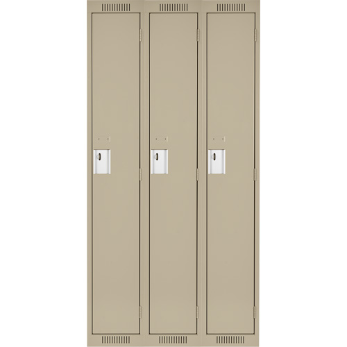 Clean Line Lockers, Bank of 3, 36" x 18" x 72", Steel, Beige, Rivet (Assembled) Seaboard Timber Mart