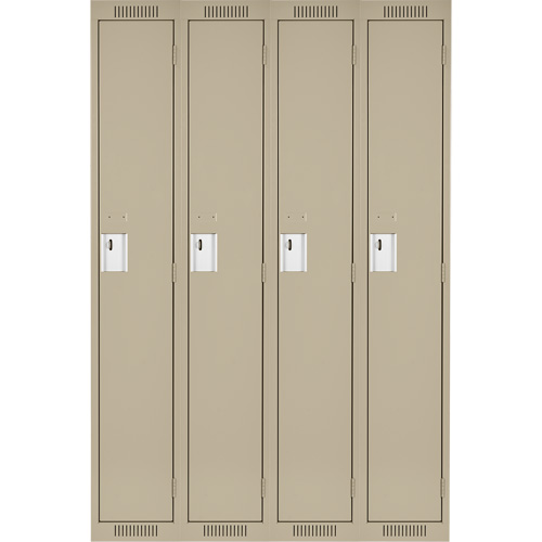 Clean Line Lockers, Bank of 4, 48" x 18" x 72", Steel, Beige, Rivet (Assembled) Seaboard Timber Mart
