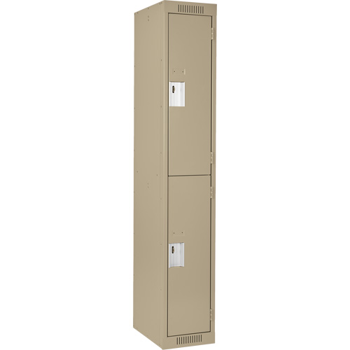 Clean Line Lockers, 2 -tier, 12" x 18" x 72", Steel, Beige, Rivet (Assembled) Seaboard Timber Mart