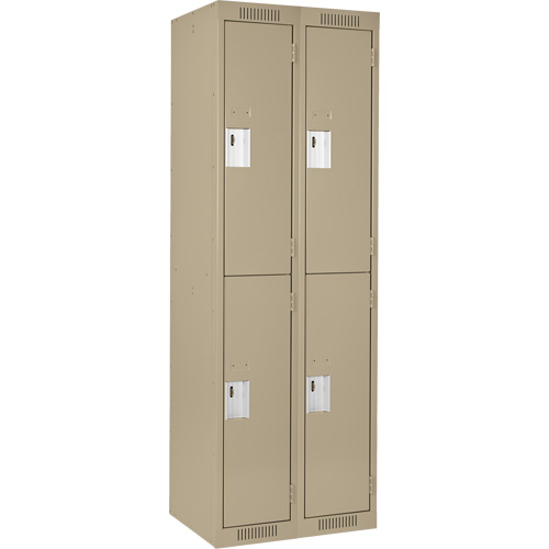 Clean Line Lockers, 2 -tier, Bank of 2, 24" x 18" x 72", Steel, Beige, Rivet (Assembled) Seaboard Timber Mart