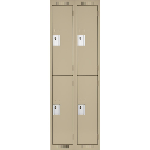 Clean Line Lockers, 2 -tier, Bank of 2, 24" x 18" x 72", Steel, Beige, Rivet (Assembled) Seaboard Timber Mart