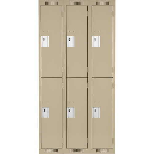 Clean Line Lockers, 2 -tier, Bank of 3, 36" x 18" x 72", Steel, Beige, Rivet (Assembled) Seaboard Timber Mart