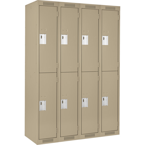 Clean Line Lockers, 2 -tier, Bank of 4, 48" x 18" x 72", Steel, Beige, Rivet (Assembled) Seaboard Timber Mart