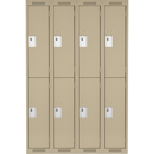 Clean Line Lockers, 2 -tier, Bank of 4, 48" x 18" x 72", Steel, Beige, Rivet (Assembled) Seaboard Timber Mart