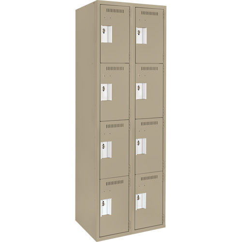 Clean Line Lockers, 4 -tier, Bank of 2, 24" x 18" x 72", Steel, Beige, Rivet (Assembled) Seaboard Timber Mart