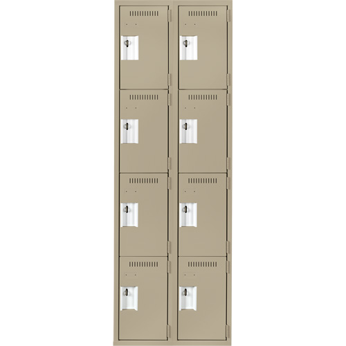 Clean Line Lockers, 4 -tier, Bank of 2, 24" x 18" x 72", Steel, Beige, Rivet (Assembled) Seaboard Timber Mart