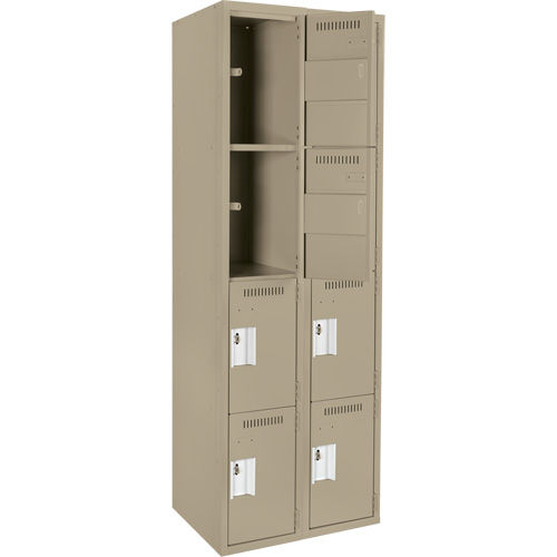 Clean Line Lockers, 4 -tier, Bank of 2, 24" x 18" x 72", Steel, Beige, Rivet (Assembled) Seaboard Timber Mart