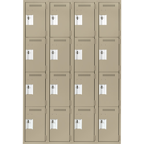 Clean Line Lockers, 4 -tier, Bank of 4, 48" x 18" x 72", Steel, Beige, Rivet (Assembled) Seaboard Timber Mart