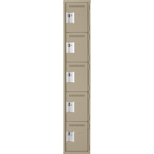 Clean Line Lockers, 5 -tier, 12" x 18" x 72", Steel, Beige, Rivet (Assembled) Seaboard Timber Mart