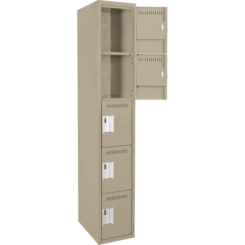 Clean Line Lockers, 5 -tier, 12" x 18" x 72", Steel, Beige, Rivet (Assembled) Seaboard Timber Mart