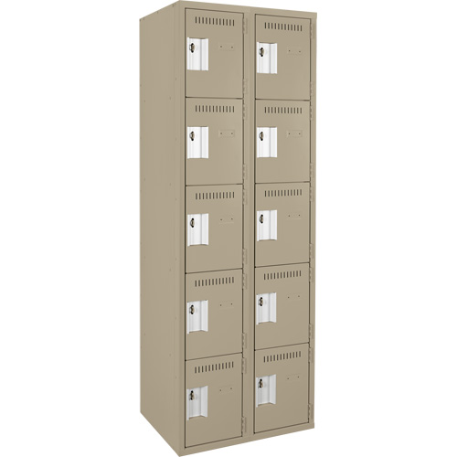 Assembled Clean Line Personal Effects Lockers, 5 -tier, Bank of 2, 12" x 72" x 24", Steel Seaboard Timber Mart
