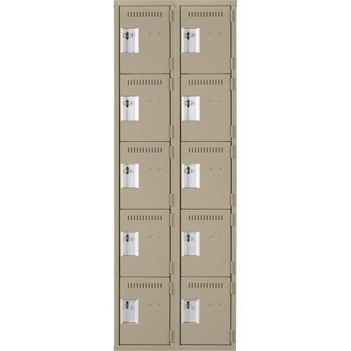 Assembled Clean Line Personal Effects Lockers, 5 -tier, Bank of 2, 12" x 72" x 24", Steel Seaboard Timber Mart