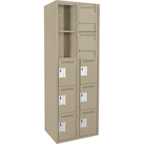 Assembled Clean Line Personal Effects Lockers, 5 -tier, Bank of 2, 12" x 72" x 24", Steel Seaboard Timber Mart