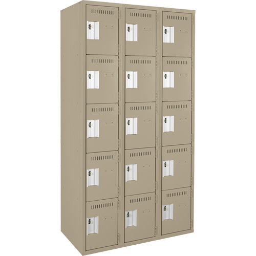 Assembled Clean Line Personal Effects Lockers, 5 -tier, Bank of 3, 12" x 72" x 36", Steel Seaboard Timber Mart