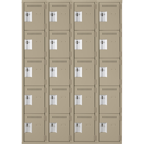 Casiers Clean Line, 5 niveaux, Bloc de 4, 48" x 18" x 72", Acier, Beige, Rivet (assembl&eacute;) Seaboard Timber Mart
