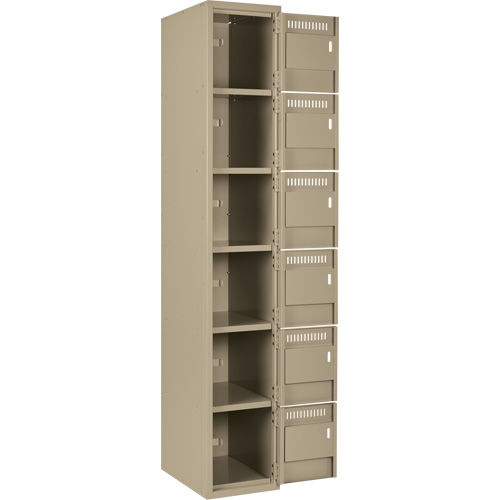 Clean Line Lockerette, 6 -tier, Bank of 3, 36" x 18" x 72", Steel, Beige, Rivet (Assembled) Seaboard Timber Mart