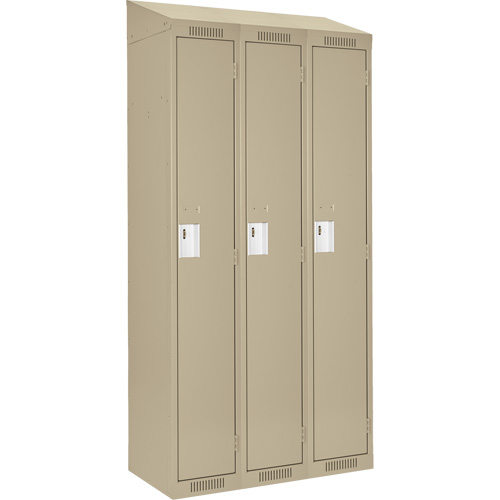 Clean Line Lockers, Bank of 3, 36" x 12" x 78", Steel, Beige, Rivet (Assembled) Seaboard Timber Mart