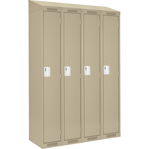 Clean Line Lockers, Bank of 4, 48" x 12" x 78", Steel, Beige, Rivet (Assembled) Seaboard Timber Mart