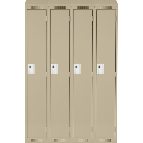 Clean Line Lockers, Bank of 4, 48" x 12" x 78", Steel, Beige, Rivet (Assembled) Seaboard Timber Mart