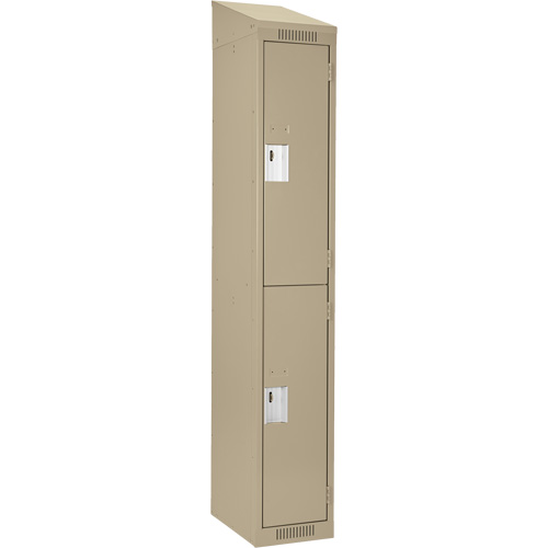 Clean Line Lockers, 2 -tier, 12" x 18" x 78", Steel, Beige, Rivet (Assembled) Seaboard Timber Mart