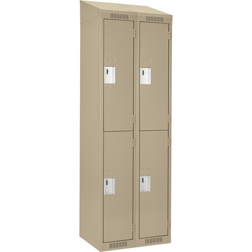 Clean Line Lockers, 2 -tier, Bank of 2, 24" x 18" x 78", Steel, Beige, Rivet (Assembled) Seaboard Timber Mart