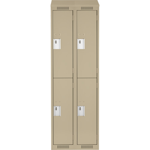 Clean Line Lockers, 2 -tier, Bank of 2, 24" x 18" x 78", Steel, Beige, Rivet (Assembled) Seaboard Timber Mart