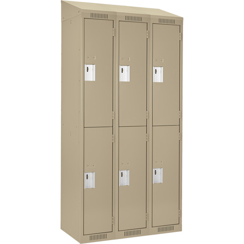 Clean Line Lockers, 2 -tier, Bank of 3, 36" x 18" x 78", Steel, Beige, Rivet (Assembled) Seaboard Timber Mart